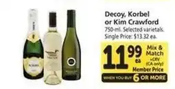 Safeway Decoy, Korbel or Kim Crawford offer