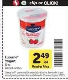 Safeway Lucerne Yogurt offer