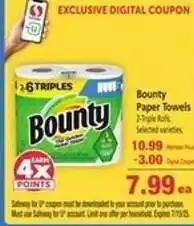 Safeway Bounty Paper Towels offer
