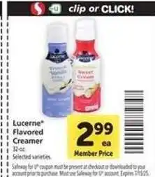 Safeway Lucerne Flavored Creamer offer