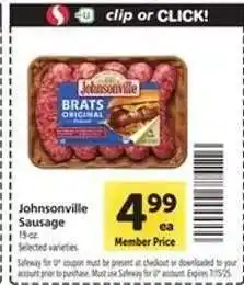 Safeway Johnsonville Sausage offer