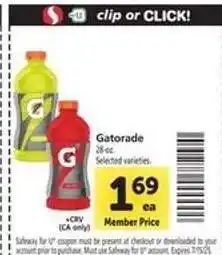 Safeway Gatorade offer