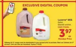 Safeway Lucerne Milk offer