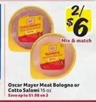 Winn Dixie Oscar Mayer Meat Bologna or Cotto Salami offer