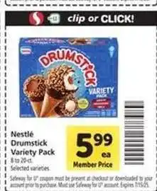 Safeway Nestlé Drumstick Variety Pack offer