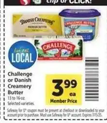 Safeway Challenge or Danish Creamery Butter offer