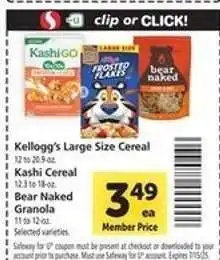 Safeway Kellogg's Large Size Cereal offer