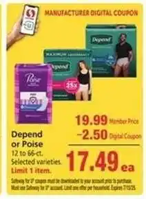 Safeway Depend or Poise offer