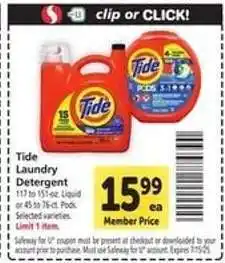 Safeway Tide Laundry Detergent offer