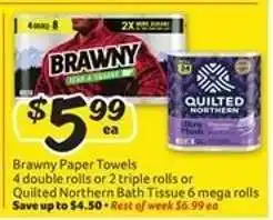 Winn Dixie Brawny paper towels or Quilted Northern bath tissue offer