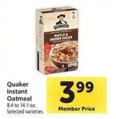 Safeway Quaker Instant Oatmeal offer
