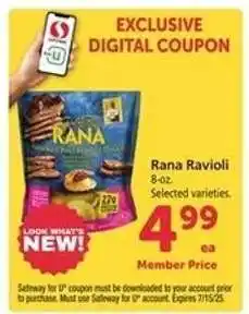 Safeway Rana Ravioli offer