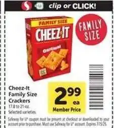 Safeway Cheez-It Family Size Crackers offer
