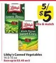 Winn Dixie Libby's Canned Vegetables offer