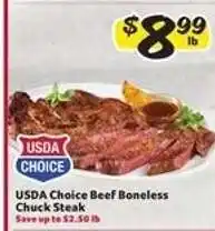 Winn Dixie USDA Choice Beef Boneless Chuck Steak offer