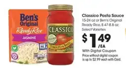 Kroger Classico Pasta Sauce or Ben's Original Ready Rice offer