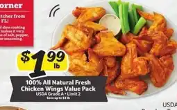 Winn Dixie 100% All Natural Fresh Chicken Wings Value Pack offer