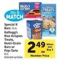 Safeway Special K Bars, Kellogg’s Rice Krispies Treats, Nutri-Grain Bars or Pop-Tarts offer