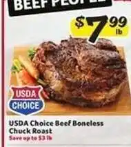 Winn Dixie USDA Choice Beef Boneless Chuck Roast offer