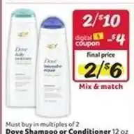 Winn Dixie Dove Shampoo or Conditioner 12 oz offer