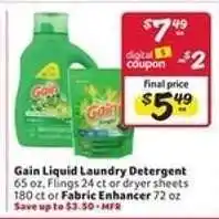 Winn Dixie Gain Liquid Laundry Detergent offer