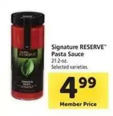 Safeway Signature RESERVE Pasta Sauce offer