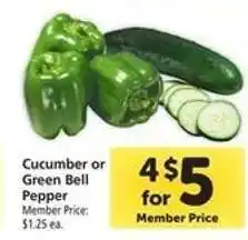 Safeway Cucumber or Green Bell Pepper offer