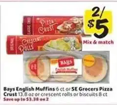 Winn Dixie Bays English Muffins or SE Grocers Pizza Crust offer
