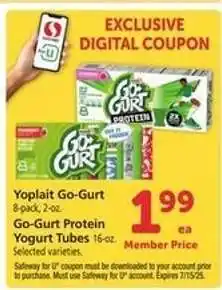 Safeway Yoplait Go-gurt offer