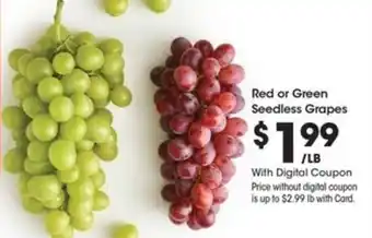 Kroger Red or Green Seedless Grapes offer