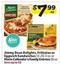Winn Dixie Jimmy Dean Delights, Frittatas or Eggwich Sandwiches offer