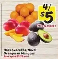 Winn Dixie Hass Avocados, Navel Oranges or Mangoes offer
