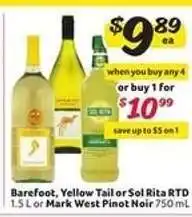 Winn Dixie Barefoot, Yellow Tail or Sol Rita RTD offer
