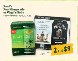 Sprouts Farmers Market Reed's Real Ginger Ale or Virgil's Soda offer