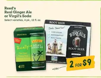 Sprouts Farmers Market Reed's Real Ginger Ale or Virgil's Soda offer