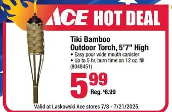 Ace Hardware Tiki Bamboo Outdoor Torch, 5'7 High offer
