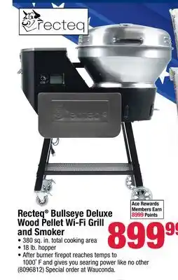 Ace Hardware Recteq Bullseye Deluxe Wood Pellet Wi-Fi Grill and Smoker offer