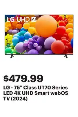 Best Buy LG - 75 Class UT70 Series LED 4K UHD Smart webOS TV (2024) offer