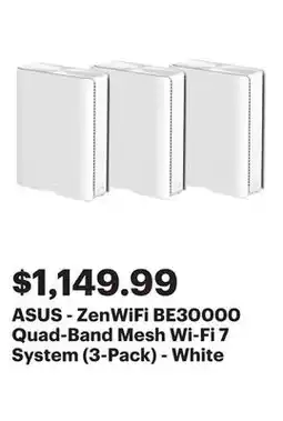 Best Buy ASUS - ZenWiFi BE30000 Quad-Band Mesh Wi-Fi 7 System (3-Pack) - White offer