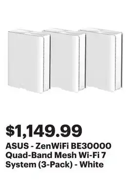 Best Buy ASUS - ZenWiFi BE30000 Quad-Band Mesh Wi-Fi 7 System (3-Pack) - White offer