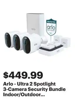 Best Buy Arlo - Ultra 2 Spotlight 3-Camera Security Bundle Indoor/Outdoor Wireless 4K Security System - White offer