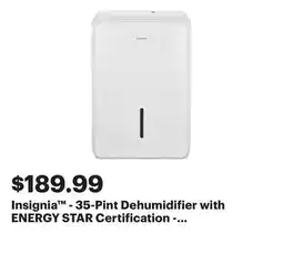 Best Buy Insignia - 35-Pint Dehumidifier with ENERGY STAR Certification - White offer