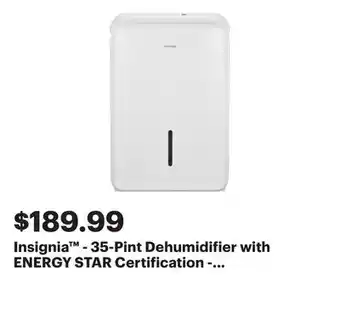 Best Buy Insignia - 35-Pint Dehumidifier with ENERGY STAR Certification - White offer
