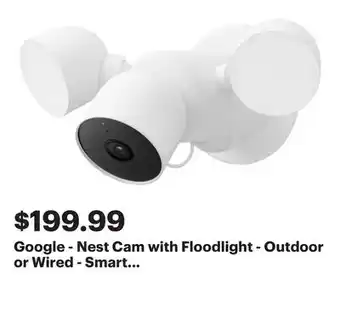 Best Buy Google - Nest Cam with Floodlight - Outdoor or Wired - Smart Security Camera - Snow offer