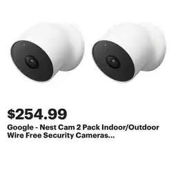 Best Buy Google - Nest Cam 2 Pack Indoor/Outdoor Wire Free Security Cameras - Snow offer