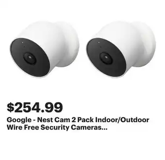 Best Buy Google - Nest Cam 2 Pack Indoor/Outdoor Wire Free Security Cameras - Snow offer