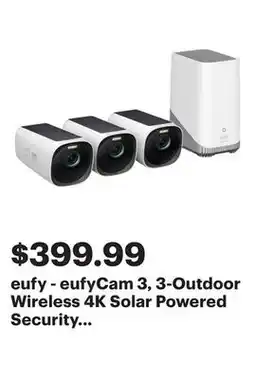 Best Buy eufy - eufyCam 3, 3-Outdoor Wireless 4K Solar Powered Security Cameras with HomeBase 3 - White offer