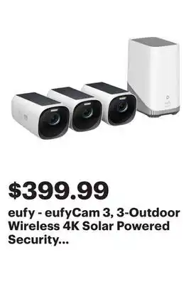 Best Buy eufy - eufyCam 3, 3-Outdoor Wireless 4K Solar Powered Security Cameras with HomeBase 3 - White offer