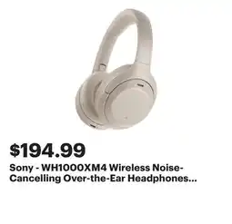 Best Buy Sony - WH1000XM4 Wireless Noise-Cancelling Over-the-Ear Headphones - Silver offer