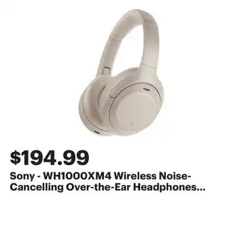 Best Buy Sony - WH1000XM4 Wireless Noise-Cancelling Over-the-Ear Headphones - Silver offer